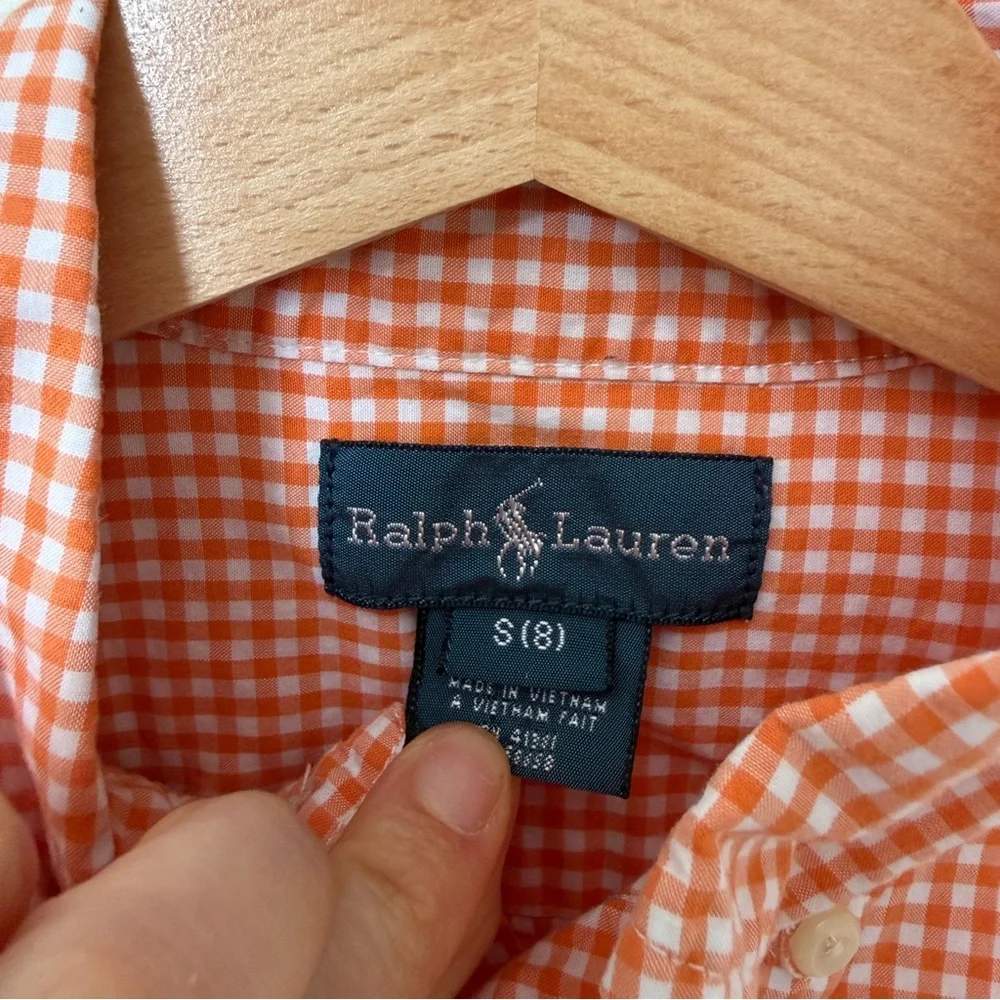 Ralph Lauren Orange Gingham Shirt Boys Size 8